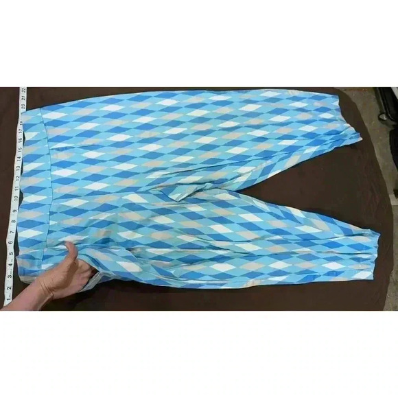 Laura Byrnes of California women's baby blue Harlequin print pants size 4X - Picture 1 of 3